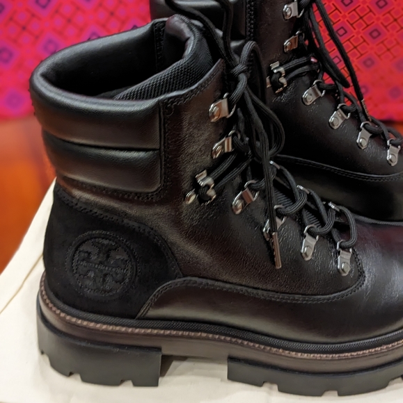Tory Burch Miller Leather Lug Sole Hiker Boot Size 10 + Dust Bag New in Box❤ - Picture 5 of 9